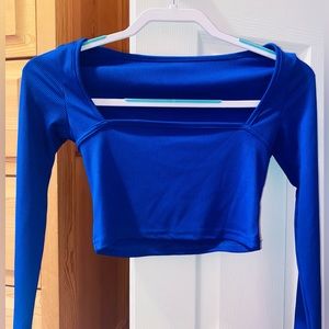 Cider Blue Long Sleeve Crop Top